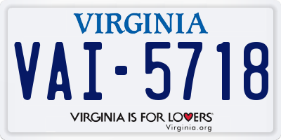 VA license plate VAI5718