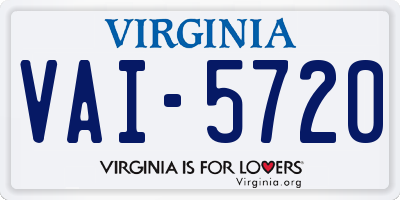 VA license plate VAI5720