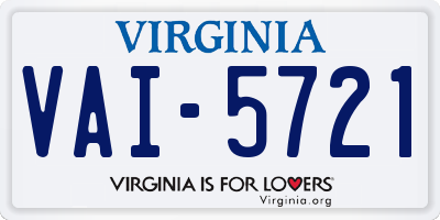 VA license plate VAI5721