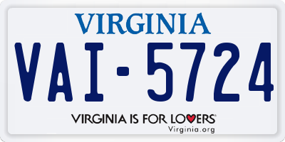 VA license plate VAI5724