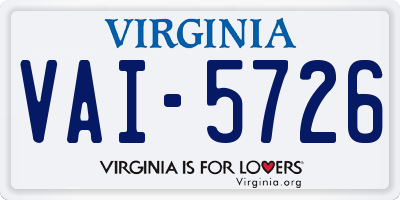 VA license plate VAI5726