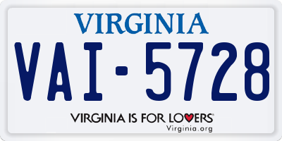 VA license plate VAI5728