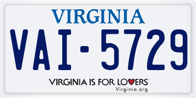 VA license plate VAI5729