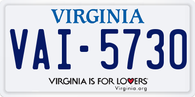 VA license plate VAI5730