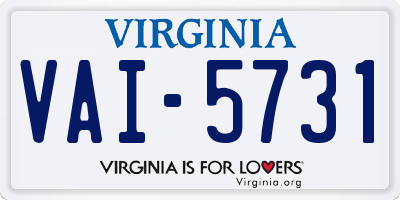VA license plate VAI5731
