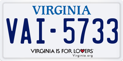 VA license plate VAI5733