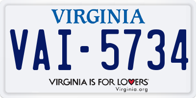 VA license plate VAI5734