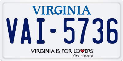VA license plate VAI5736