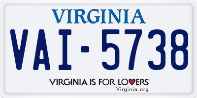 VA license plate VAI5738