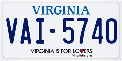 VA license plate VAI5740