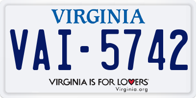 VA license plate VAI5742