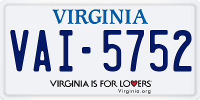VA license plate VAI5752