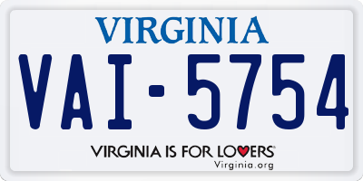 VA license plate VAI5754