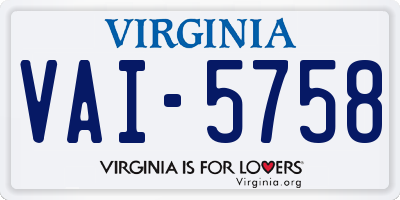 VA license plate VAI5758