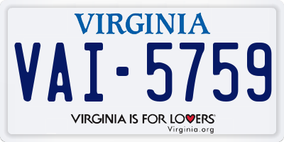 VA license plate VAI5759
