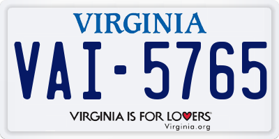 VA license plate VAI5765