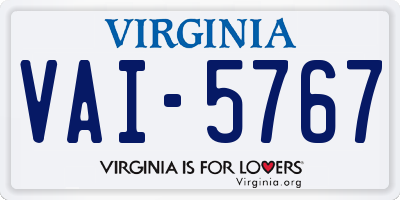 VA license plate VAI5767