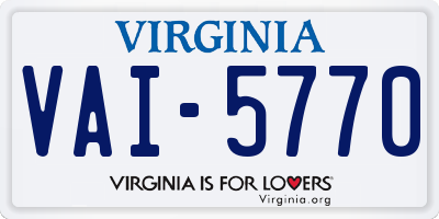 VA license plate VAI5770