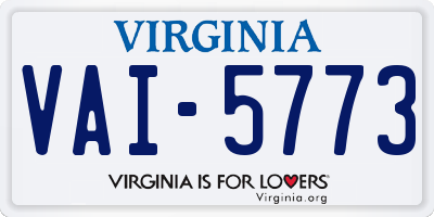VA license plate VAI5773