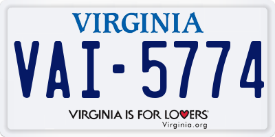 VA license plate VAI5774