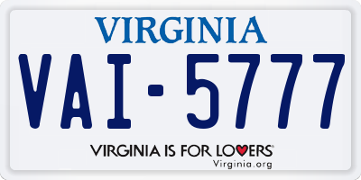 VA license plate VAI5777