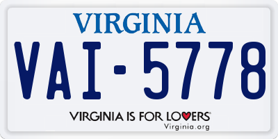 VA license plate VAI5778