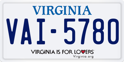 VA license plate VAI5780
