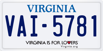VA license plate VAI5781