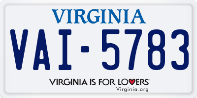 VA license plate VAI5783