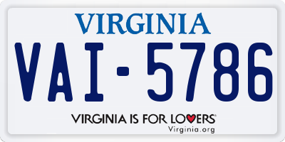 VA license plate VAI5786