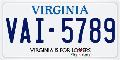 VA license plate VAI5789
