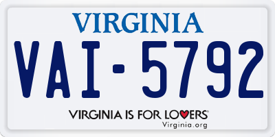 VA license plate VAI5792