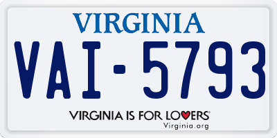 VA license plate VAI5793