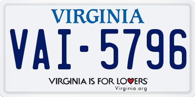 VA license plate VAI5796