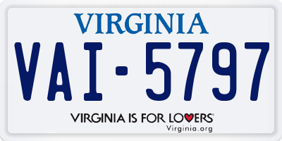 VA license plate VAI5797
