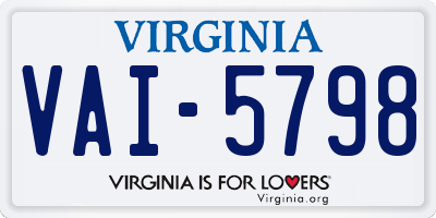 VA license plate VAI5798
