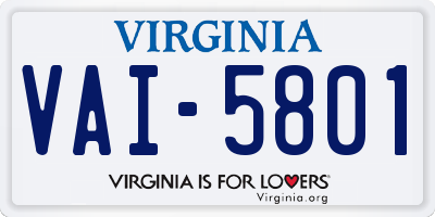VA license plate VAI5801