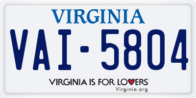 VA license plate VAI5804