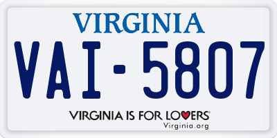 VA license plate VAI5807