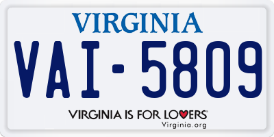 VA license plate VAI5809