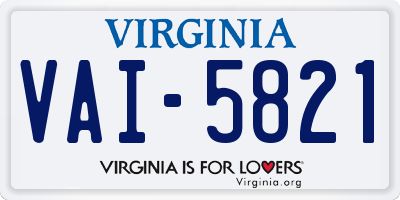 VA license plate VAI5821