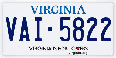 VA license plate VAI5822