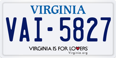 VA license plate VAI5827