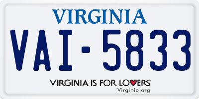 VA license plate VAI5833