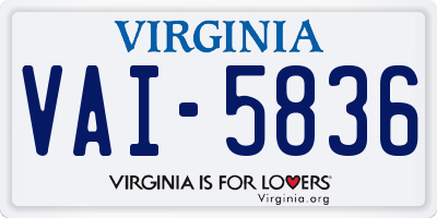 VA license plate VAI5836