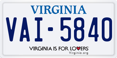 VA license plate VAI5840