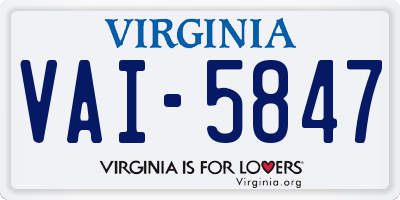 VA license plate VAI5847