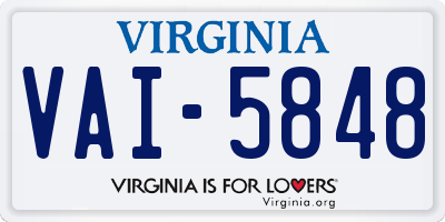 VA license plate VAI5848