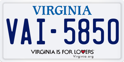 VA license plate VAI5850