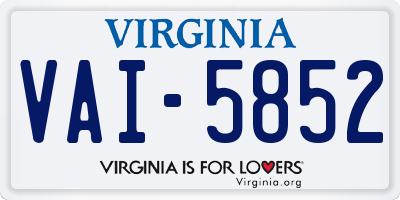 VA license plate VAI5852